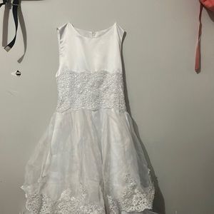 White dress size 16 girls - pink butterfly